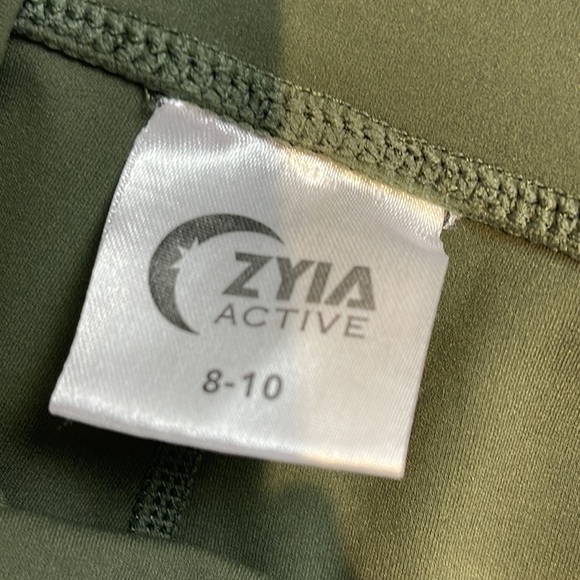 Zyia Active Forest Night Stripe Luxe High Rise 8-10 Green and White Leggings - Picture 7 of 7